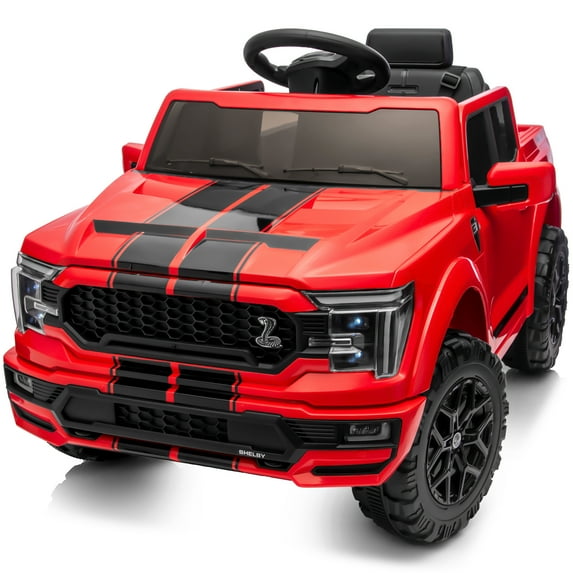 Hikiddo Electric Car for Kids, Licensed Ford-Shelby F-150 12V Ride on Truck Toys for Toddlers w/ Remote, 2-Hour Drive Time - Red