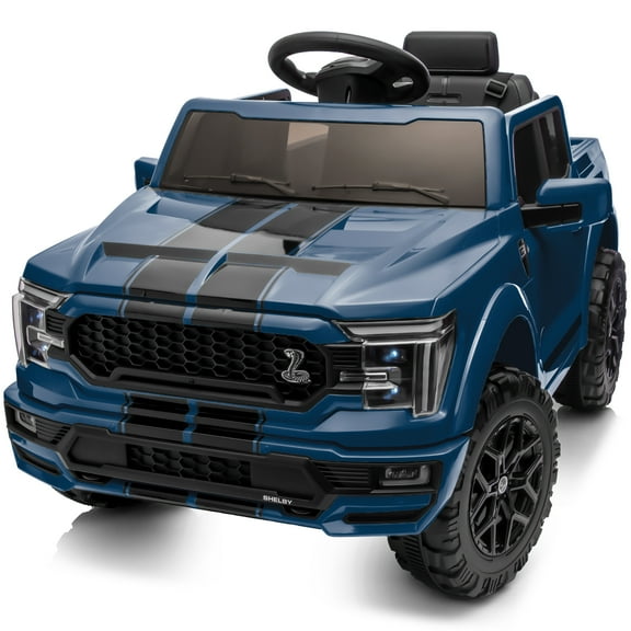 Hikiddo Electric Car for Kids, Licensed Ford-Shelby F-150 12V Ride on Truck Toys for Toddlers w/ Remote, 2-Hour Drive Time - Blue
