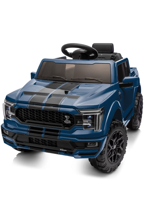 Electric Car for Kids, Licensed Ford-Shelby F-150 12V Ride on Truck Toys for Toddlers w/ Remote, 2-Hour Drive Time - Blue