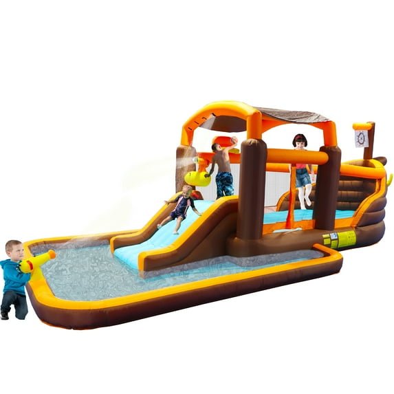 Hikiddo Inflatable Water Slide with Blower & Pool, Bouncy House Water Park for Kids