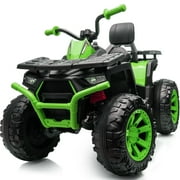 Hikiddo Kids ATV 4-Wheeler, 24 Volt 4WD Ride On Toys for Big Kids w/ 2 Seater, 4x200W Motor, 5.6Mph Max Speed -Green