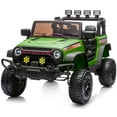 thumbnail image 1 of Hikiddo Kids Ride on Truck Car, 12V Ride on Toy Electric Cars for Kids w/ Remote, Bluetooth - Army Green, 1 of 9
