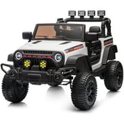 Hikiddo Kids Ride on Truck Car, 12V Ride on Toy Electric Cars for Kids w/ Remote, Bluetooth - White