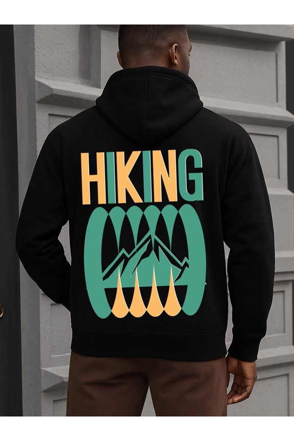 Hiking Adventure Hoodie funny hoodies Camping mens sweater hoodie black Casual Classic Design Pullover Hooded Sweatshirt Streetwear For Winter Fall, As Gift guys funny Casual Unisex hoodie