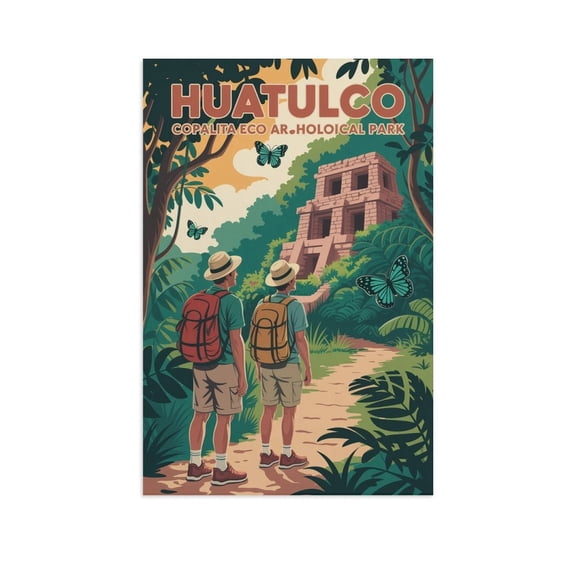 Hiking Adventure Wall Art Copalita Eco Archaeological Park Huatulco Mexico Retro Travel Poster Vintage Jungle Artwork Print Poster