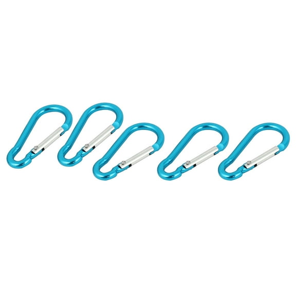 Hiking Aluminum Bottle Key Holder Carabiner Hooks Teal 4cm Long 5PCS