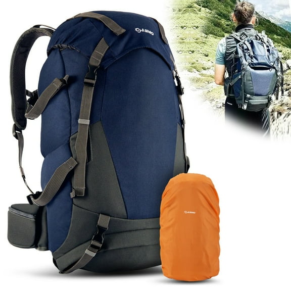 Teblint Hiking Backpack 45L with Rain Cover, Travel Backpack for Women Men, Camping Backpack Water Resistant, Tactical Backpack Insulated Front Compartment, Integrated Toiletry Bag, Shoe Compartment