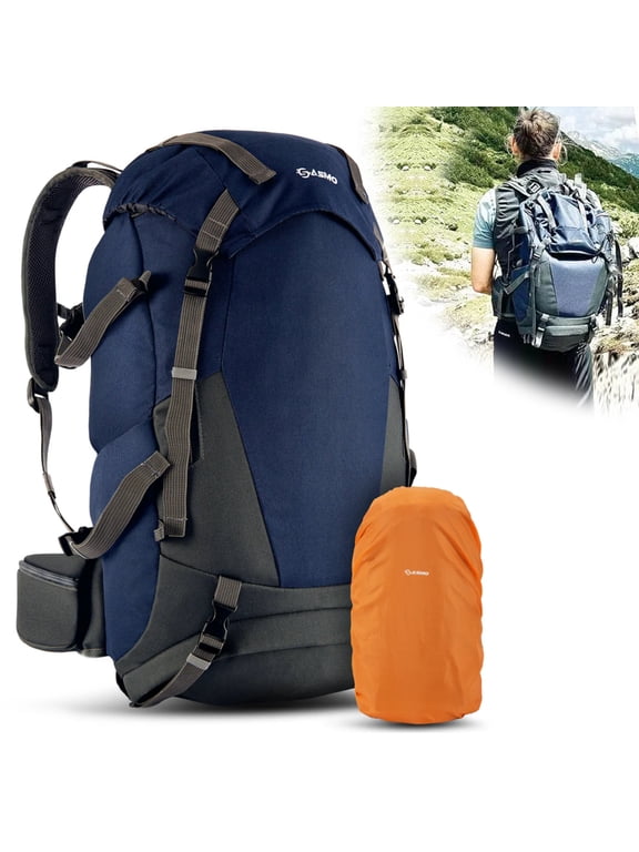 Hiking Backpack 45L with Rain Cover, Travel Backpack for Women Men, Camping Backpack Water Resistant, Tactical Backpack Insulated Front Compartment, Integrated Toiletry Bag, Shoe Compartment