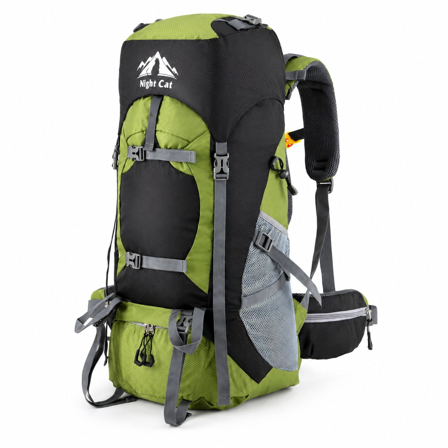 Hiking Backpack, 70L Lightweight Camping Pack, Green Polyester, for ...