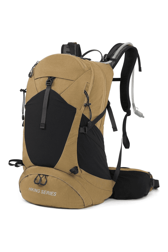 Hiking Backpack, Waterproof Hiking Daypack with 3L Water Bladder and Rain Cover, Lightweight Travel Camping Backpack for Men Women (Khaki)