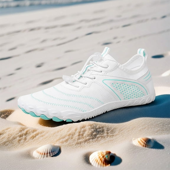 Hiking Barefoot Shoes for Women Men Non-Slip & Breathable Athletic Lightweight Barefoot Wide Toe Water Shoes for Walking,Running,and Swimming Moon White 36