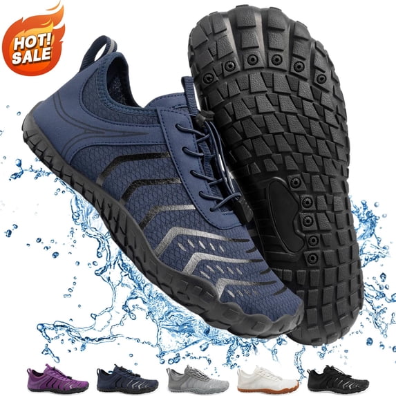 Barefoot Shoes Womens Mens,Wide-Toe Box Hiking Water Shoes, Non-Slip Quick Dry Breathable Barefoot Shoes for Aquatic Sports Hiking Running Beach Swimming Pool Boating,DarkBlue