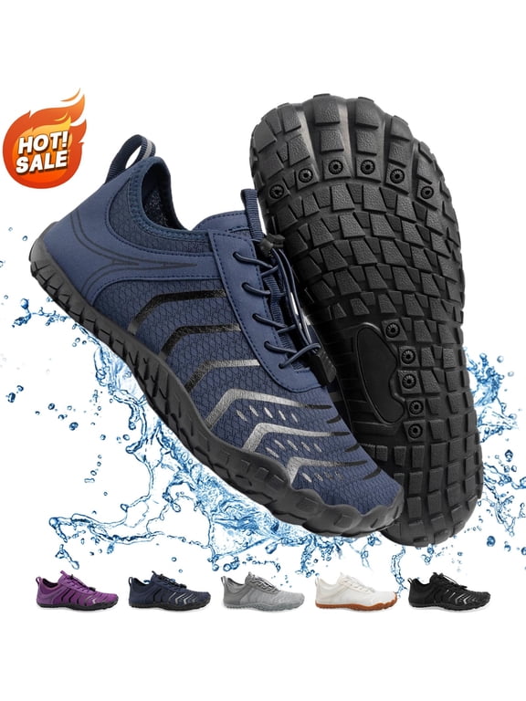 Barefoot Shoes Womens Mens,Wide-Toe Box Hiking Water Shoes, Non-Slip Quick Dry Breathable Barefoot Shoes for Aquatic Sports Hiking Running Beach Swimming Pool Boating,DarkBlue
