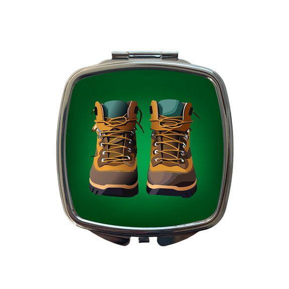 Hiking Boots Hiker Travel Makeup Handbag Purse Small Pocket Compact Mirror