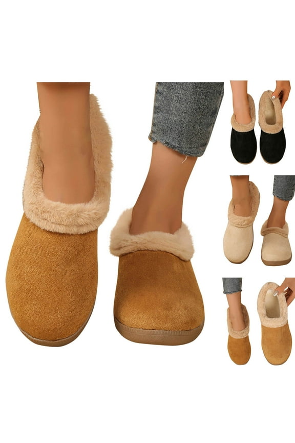 Hiking Boots Women TKYCMSUAKI Women Suede Mini Snow Boots, Faux Fur Lined Slip On Ankle Winter Booties, Womens Warm No Slip Short Boot, Comfy Fur Fleece Lined Short Ankle Boots