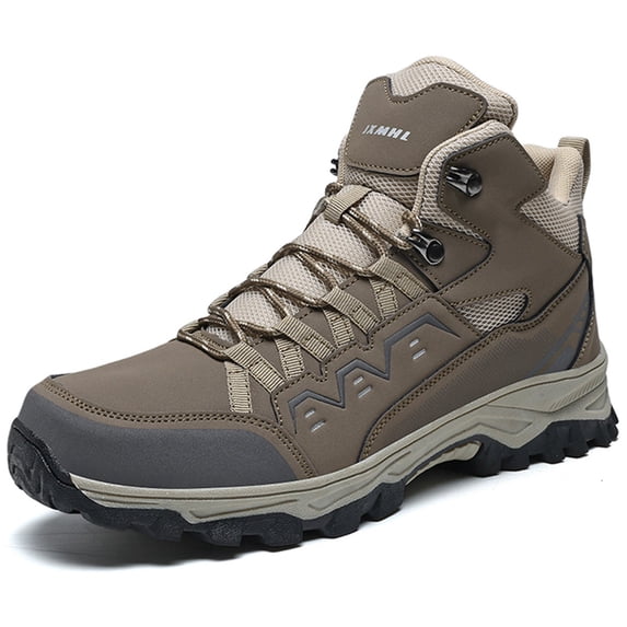 Gexuosn Hiking Boots Men Breathable Lightweight Non-Slip | Mid Top Ankle Boots,Brown