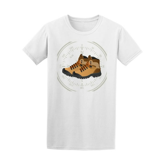 Hiking Camp Boots Compass T-Shirt Men -Image by Shutterstock, Male x-Large