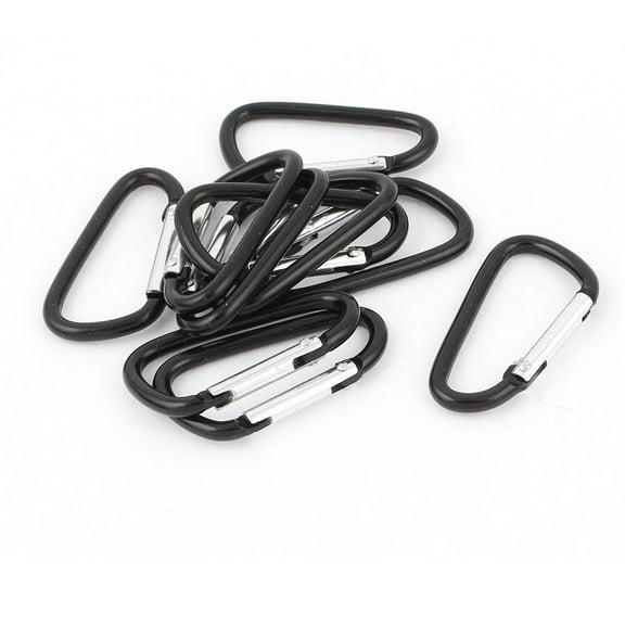 Hiking Camping D-ring Carabiner Keychain Spring Clip Locking Karabiner Hook Key Carrier Black 10pcs
