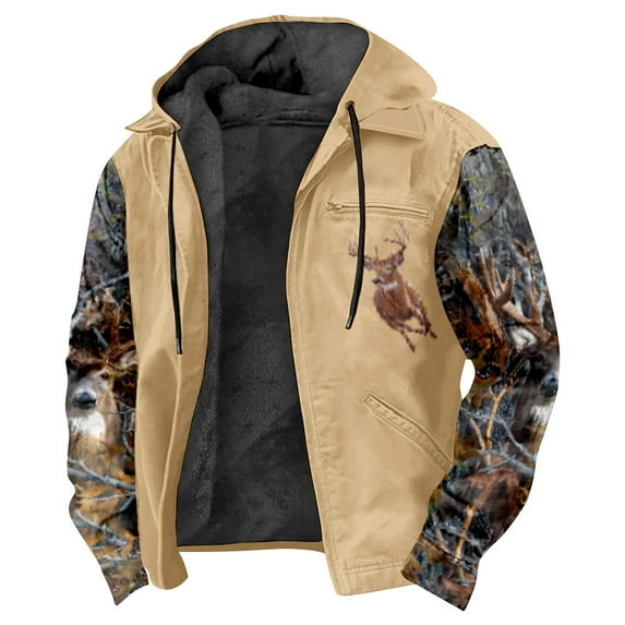 Hiking Camping Deer Camo Elk Hunting Hooded Jacket Parkas Long Sleeve Zip Up Hoodie Women Men Outerwear Coat