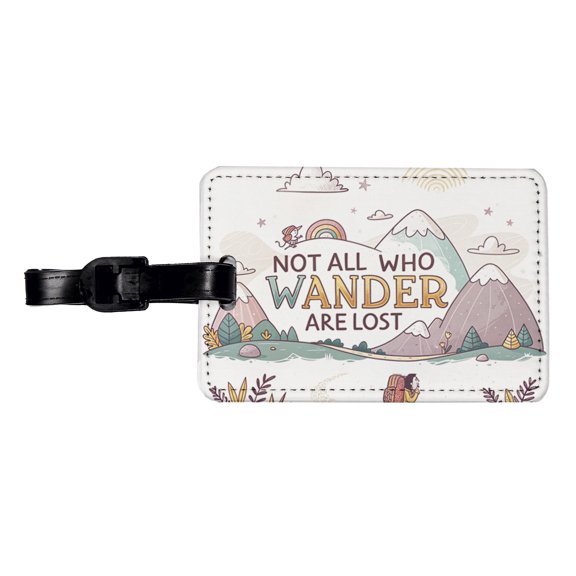 Hiking Camping Not All Who Wander Are Lost Faux Leather Travel Luggage Tag