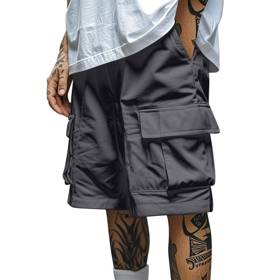 Hiking Cargo Shorts for Mens Summer 7" Lightweight Golf Shorts Absorb Sweat Hybrid Quick Dry Shorts Drawstring Elastic Waist Sweatpants Comfort Casual Shorts Travel Golf Camping Shorts with Pockets