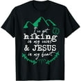 thumbnail image 1 of Hiking Christian Jesus Outdoor Hiker Men Women Gift Mom Dad T-Shirt, 1 of 3