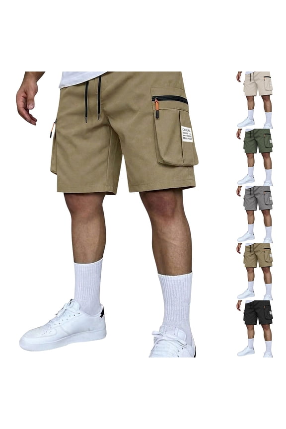 Hiking Cotton Shorts Men Outdoor Knee Length Big and Tall Cargo Shorts Relaxed Fit Straight Wide Leg Carpenter Short with Pockets