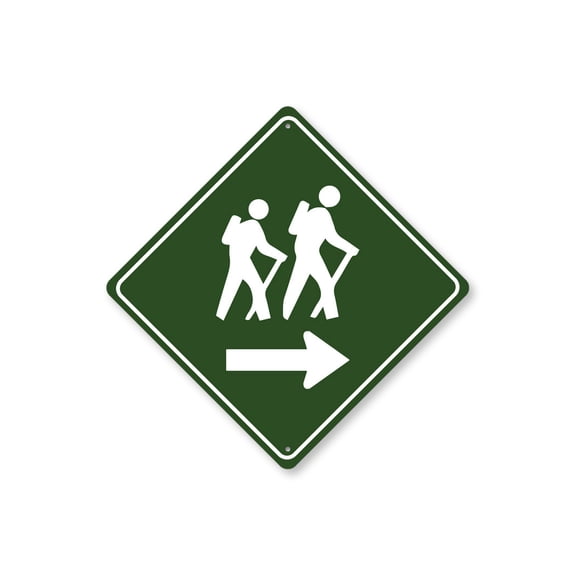 Hiking Direction Diamond Aluminum Metal Decor Sign - 12" x 12"