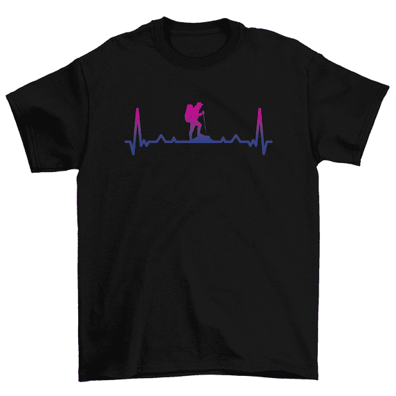 Hiking EKG Heartbeat Camper Camping T-Shirt Men Women