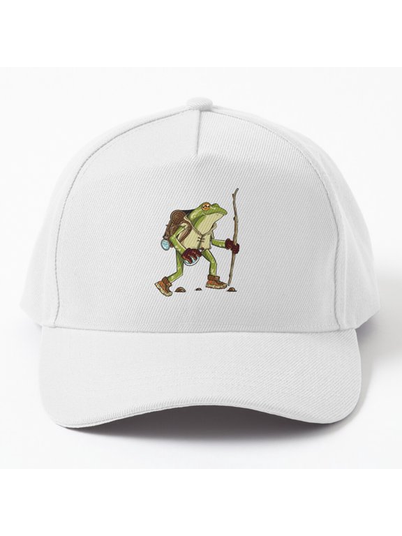 Hiking Frog Baseball Cap, Amphibian Trail Adventure Character Graphic Design, Classic Hat