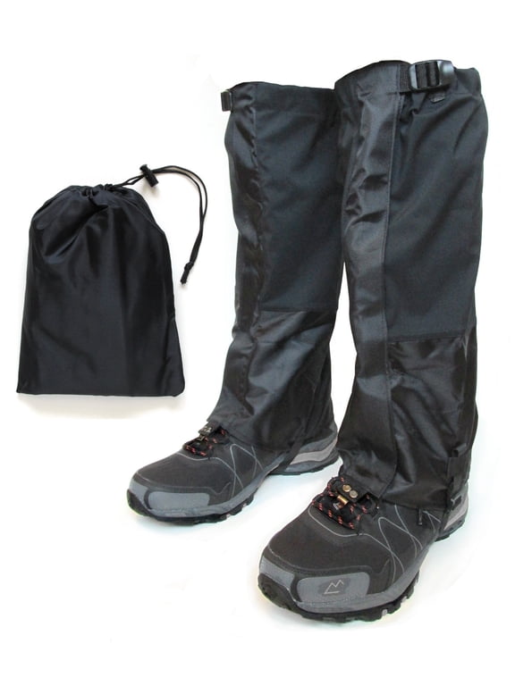 Hiking Gaiter - Waterproof Leg Gaiters for Women and Men - Nylon Lightweight Hiking Gaiters with Storage Bag - Black
