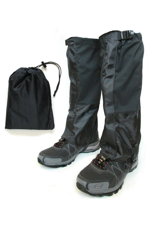 Hiking Gaiter - Waterproof Leg Gaiters for Women and Men - Nylon Lightweight Hiking Gaiters with Storage Bag - Black