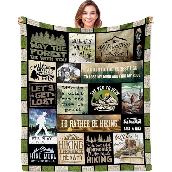Hiking Gifts for Women, Hiking Gifts for Men, Hiking Gifts Throw Blanket 50"x60", Cool Hiking Gifts, Gifts for Hikers, Hiking Gift, Hiking Gifts for Couples, Hiking Gear for Women Blankets
