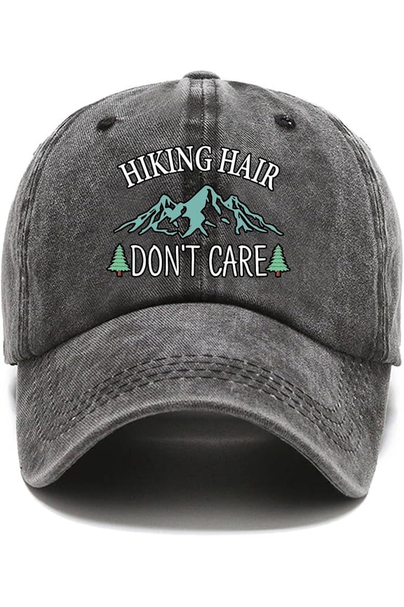 Hiking Hair Don't Care Baseball Cap, Vintage Adjustable Cotton Cap, Birthday Thank You Gifts for Camping Lovers Hiker