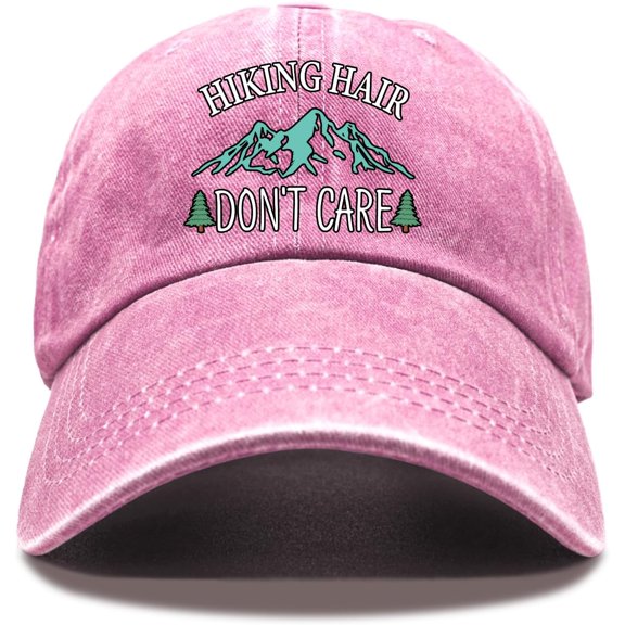 Hiking Hair Don't Care Baseball Cap, Vintage Adjustable Cotton Cap, Birthday Thank You Gifts for Camping Lovers Hiker