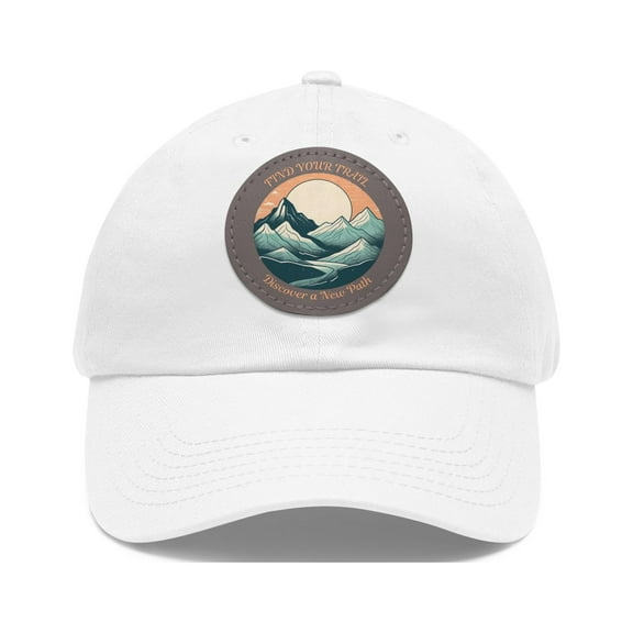 Hiking Hat Cap Strap Back Find Your Trail Discover a New Path Leather Patch