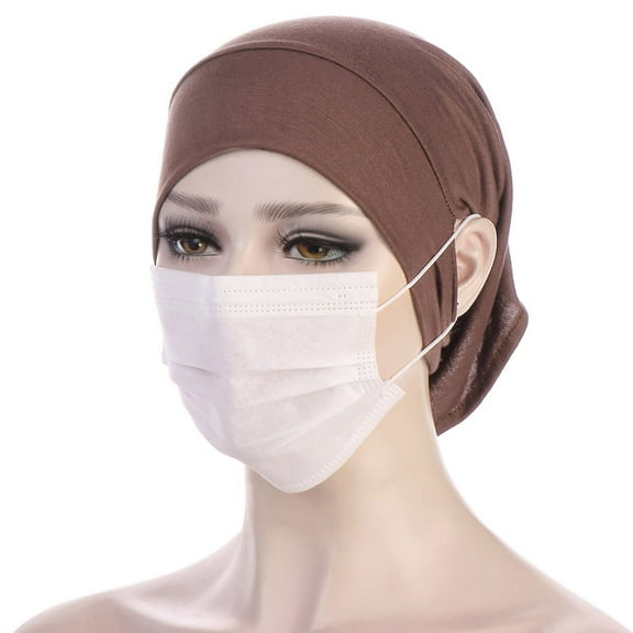 AKEGAMN Women's Hijab Undercap with Ear Holes, Brown One Size