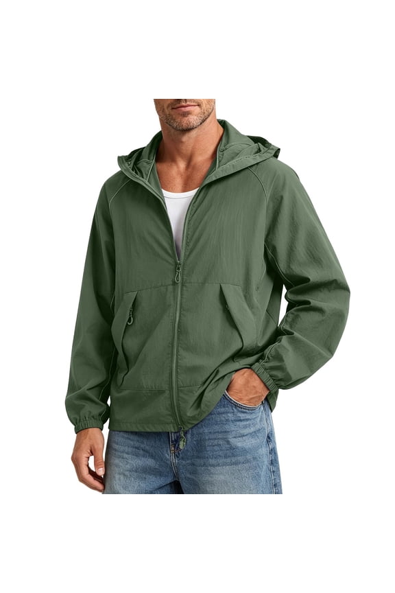 Hiking Hoodies for Men Long Sleeve Zip Up with Pockets Quick Dry Sun UPF 50+ UV Protection Jacket Dad Gifts