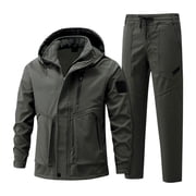 Hiking Jackets Suits Mens Padded Thickened Cold Windproof Waterproof Warm Clothing Riding Mountaineering Clothing Mens Fleece Jackets Tactical Suits Outdoor Hooded Camping Tracksuits Thermal Pants