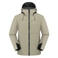 thumbnail image 1 of Hiking Jackets for Men Fleece Lined Softshell Hooded Jacket Waterproof Thermal Windbreaker Jackets for Men Khaki S, 1 of 3