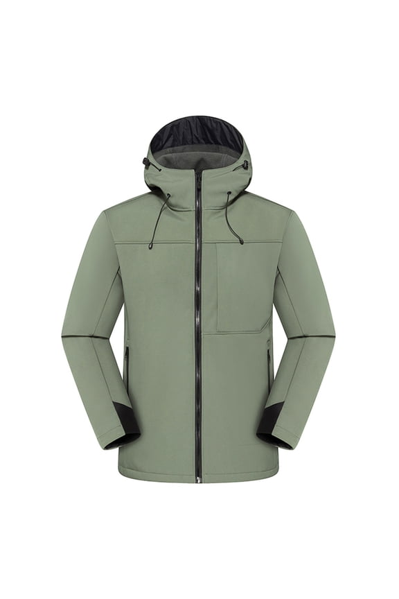 Hiking Jackets for Men Fleece Lined Softshell Hooded Jacket Waterproof Thermal Windbreaker Jackets for Men Olive Green S