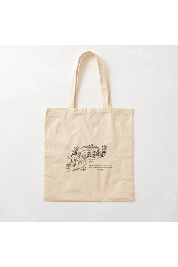 Hiking, John Muir Quote Canvas Tote Bags, Reusable Shopping Bag