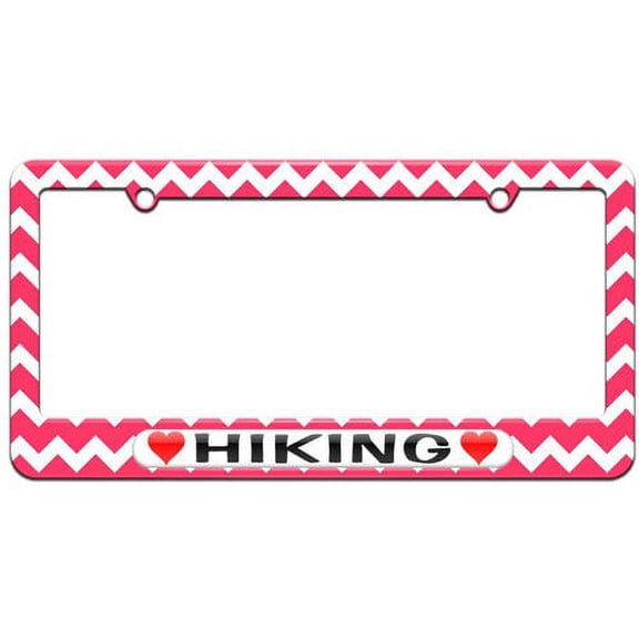 Hiking Love with Hearts License Plate Tag Frame, Multiple Colors