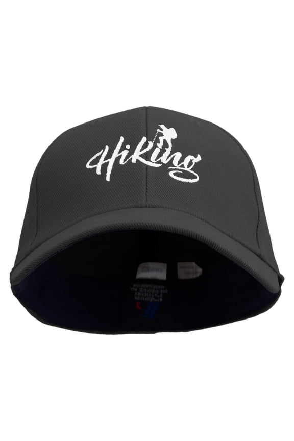 Hiking Man Typography Embroidered Low Profile Washed Flex Cap - Black OSFM
