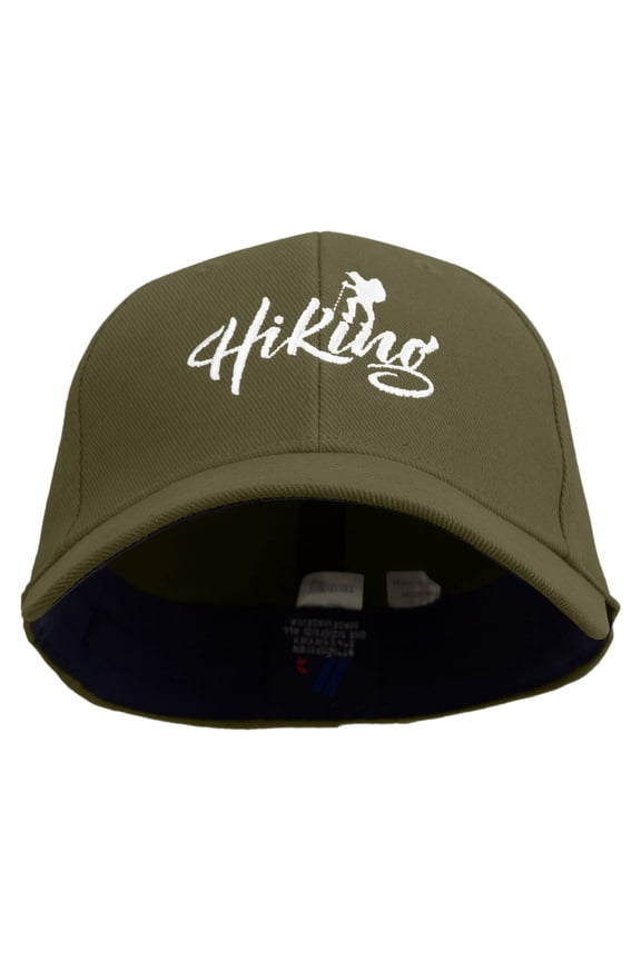 Hiking Man Typography Embroidered Low Profile Washed Flex Cap - Dk Olive OSFM