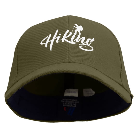Hiking Man Typography Embroidered Low Profile Washed Flex Cap - Dk Olive OSFM