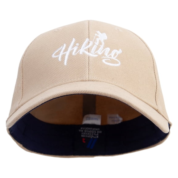 Hiking Man Typography Embroidered Low Profile Washed Flex Cap - Khaki OSFM