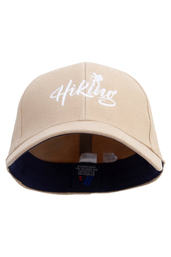 Hiking Man Typography Embroidered Low Profile Washed Flex Cap - Khaki OSFM