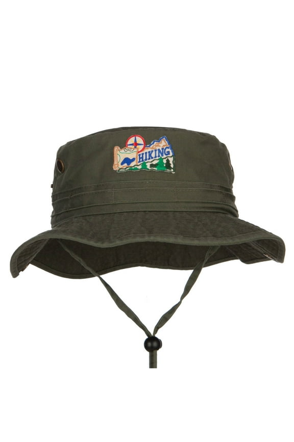 Hiking Map Patched Washed Hunting Hat - Olive XL