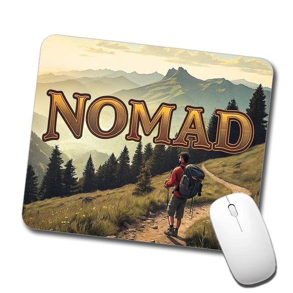 Hiking Nomad Funny Hiker in Wilderness Mountains Forest Mouse Pad Low Profile Gaming Mat